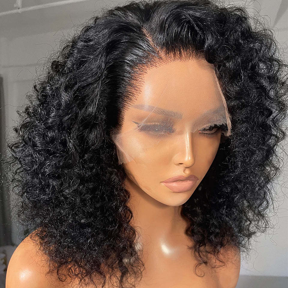 9A Top quality Raw Hair Transparent 13" X 6" Deep Wave Lace Frontal Bob Wigs 14inches