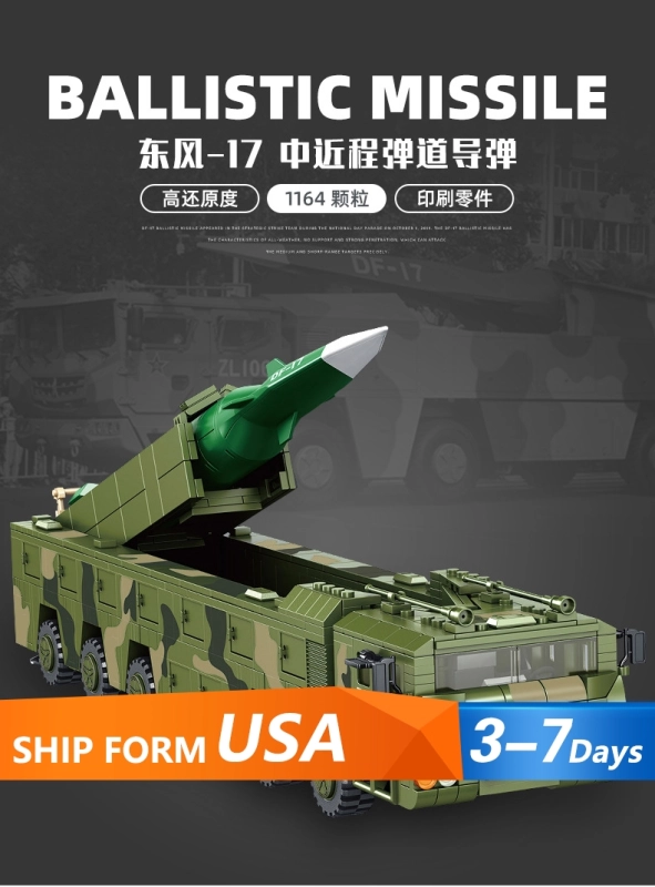 PANLOS 639007 Military Series Dongfeng 17 Missile Car Model Boy Gift Puzzle Assembled Building Block Toy Ship From China