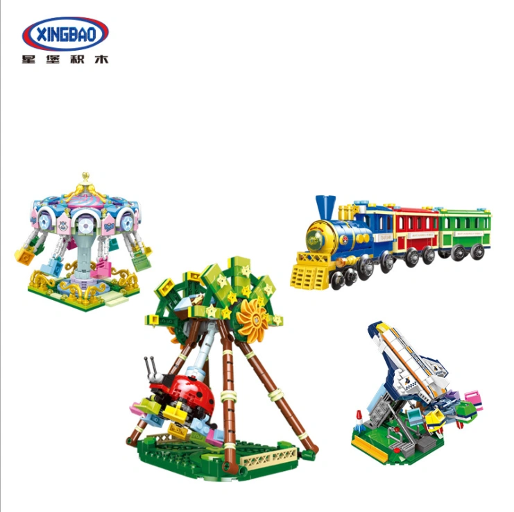 XINGBAO 01111 Top Scan  01112 Mini Train 01113 FlyingChair 01114 Giant Firsbee Colorful World Playground Brick Toy from China