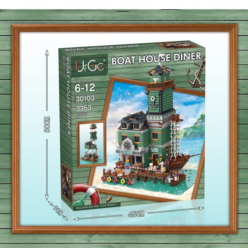 UrGe 30103 Boat Hous Diner Creator Buildings 2196pcs Block Brick Toy DIY MOC from China