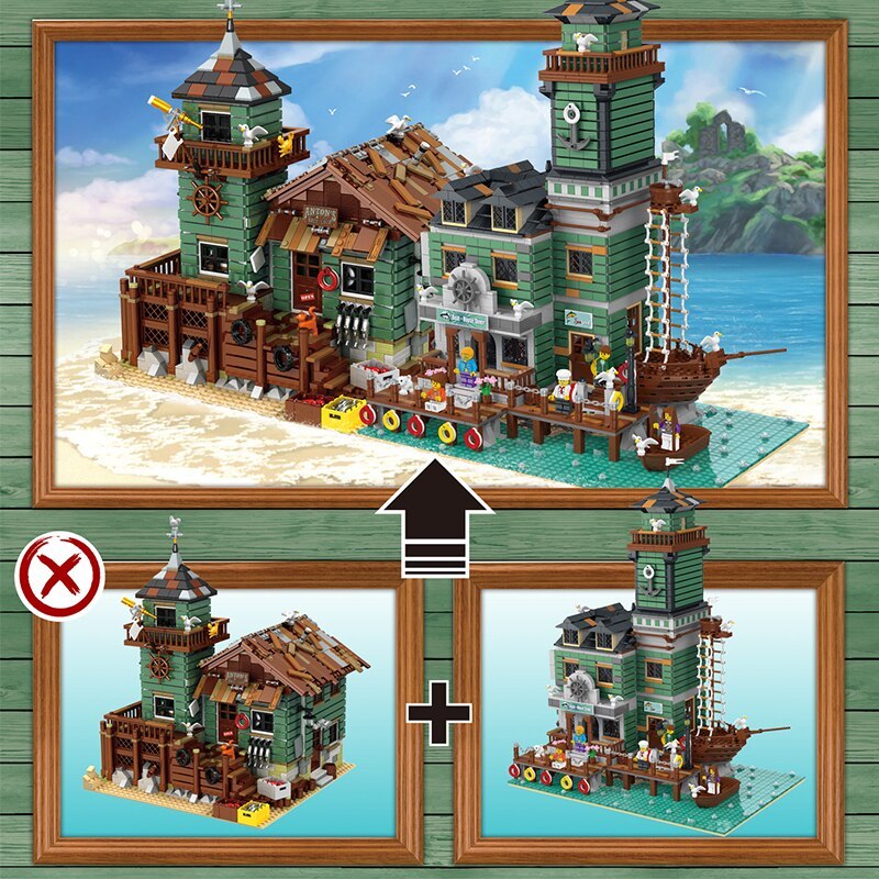 UrGe 30103 Boat Hous Diner Creator Buildings 2196pcs Block Brick Toy DIY MOC from China