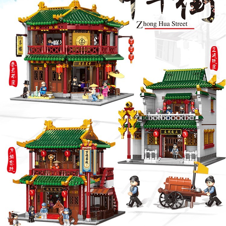 XINGBAO City Street Series Ancient Chinese Architecture Model The Tea House Building Blocks Educational Kids Toys Bricks From China