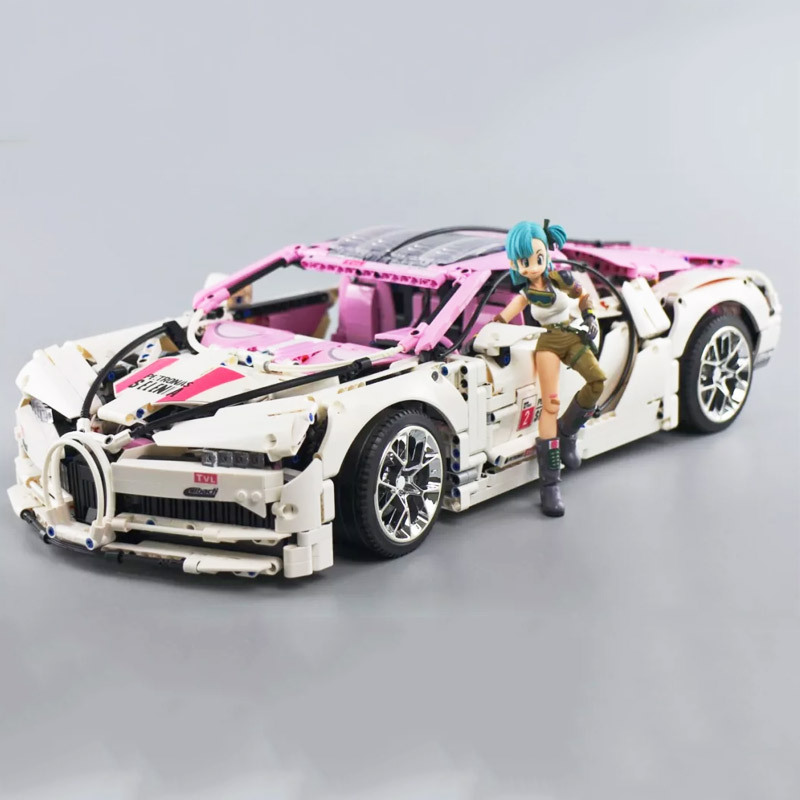 Lin07 007 Mini Blocks 20086 Pink Super Bugatti Racing Drag Racing Drift Nitrogen Acceleration From China
