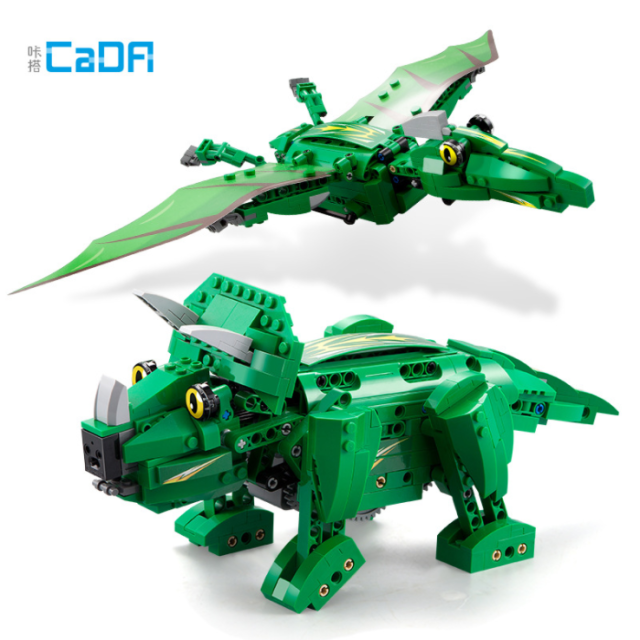 C51039 530PCS Triceratops Pterosaur Two-Variable Shape Intelligent Sound And Light Sensor Building Block Toy Ship From China