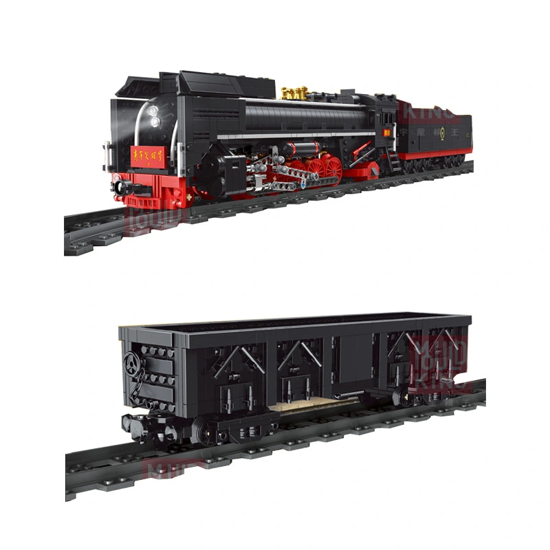 MouldKing 12003 Technic Railway Series QJ Steam Locomotives Gondola Assembly Building Block 1552pcs Bricks Toy Gift Model Set From China