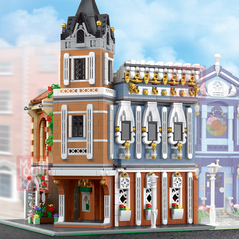 MouldKing 16026 Creator Series Afternoon Tea Restaurant Building Blocks 3039pcs Bricks Toys For Gift [with Light]