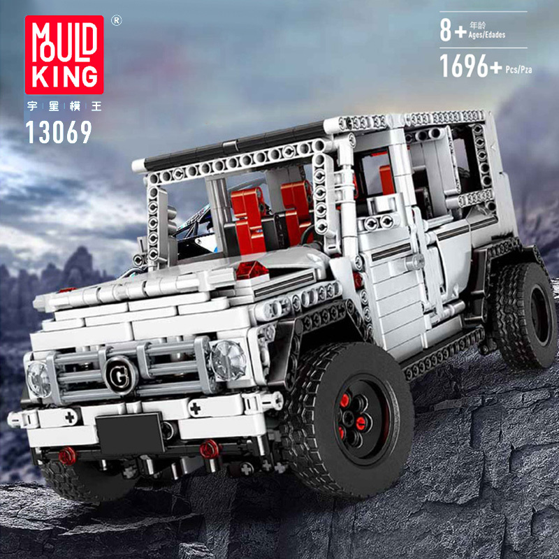 MouldKing 13069 1696 Pcs MOC-2425 Technic White Version G500 AWD Wagon Model Building Blocks Bricks Kids Toy