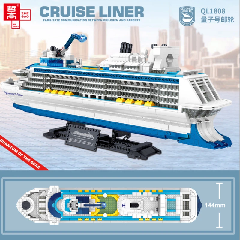 ZHEGAO QL1808 MOC Creator Series Cruise Liner Building Blocks 2428pcs Bricks Toys For Gift
