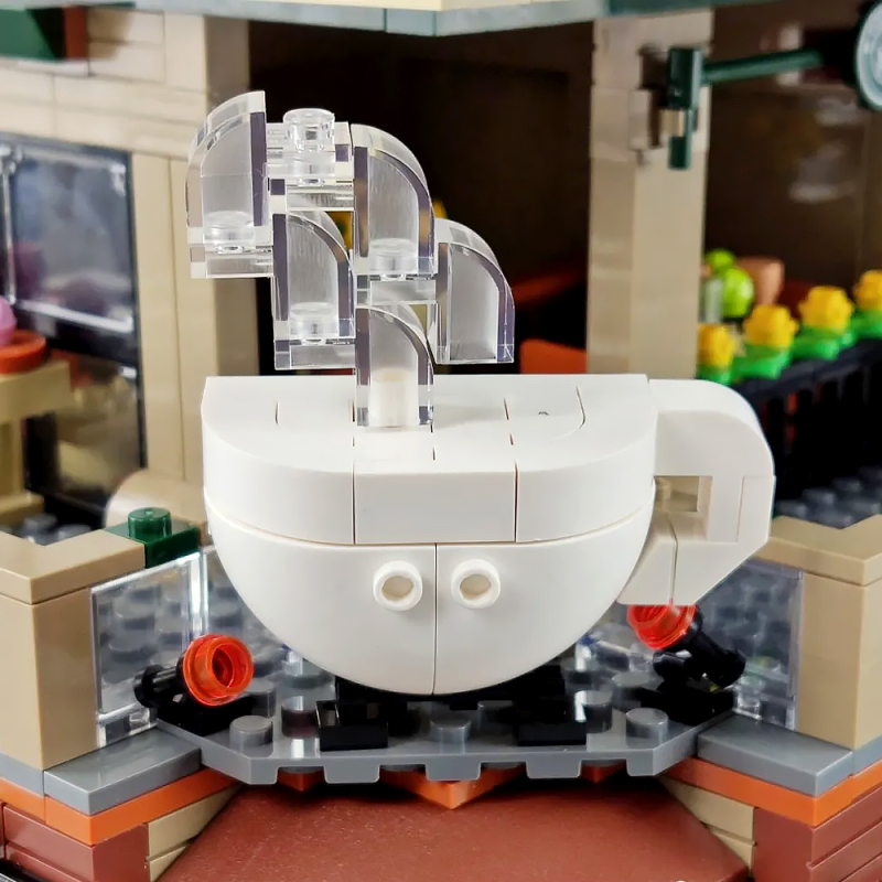 S601093 Street View Casual Coffee House with Light MOC Building Block Toy From China