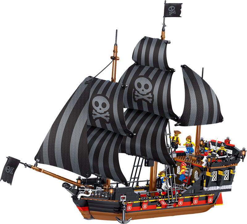 QL1801 987pcs Pirate Ship Series Skull Adventure Children’s Puzzle Assembling Toy Building Blocks Ship From China