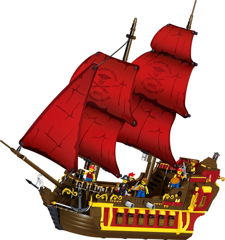 QL1805 Pieares Kingdom Pirate Ship Mobidi Building Block Toy Model Ship  From  China