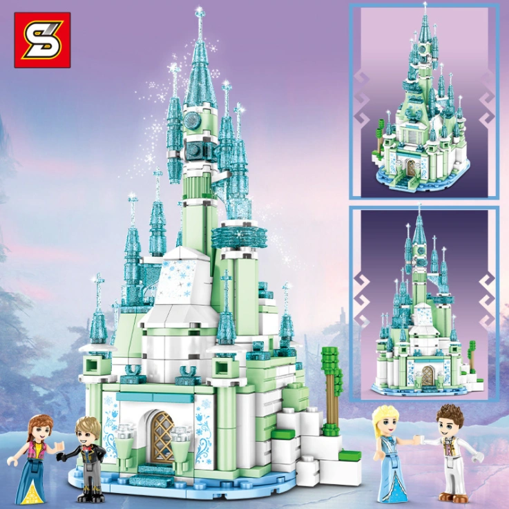 SY 6577 Ice And Snow Castle Girl Street View Building Block Educational 445 PCS Toy From China