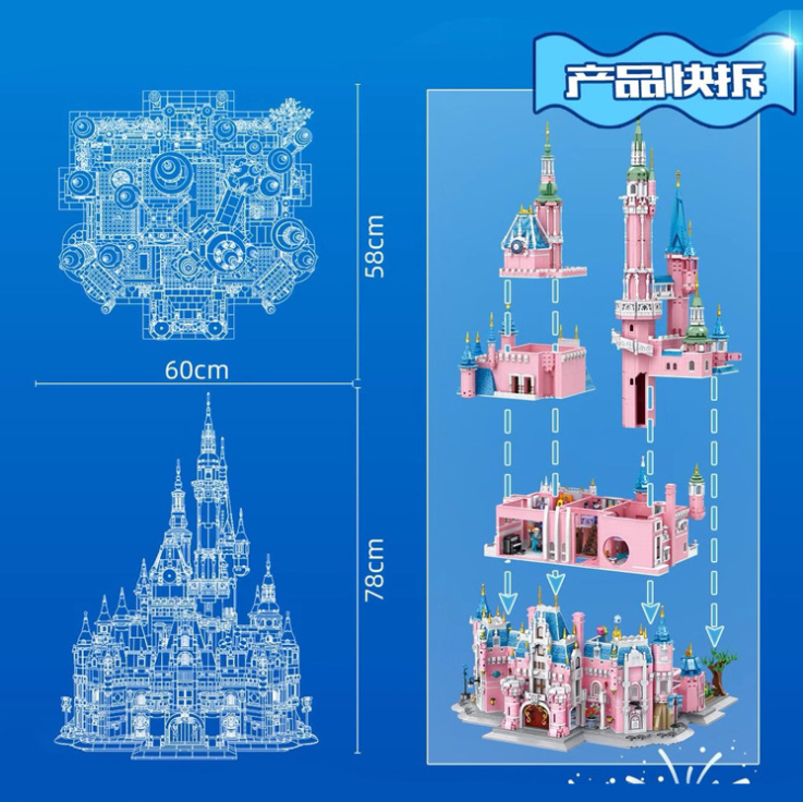 PANLOS 613003 Creator Expert Pink Dream Castle Building Blocks 9963pcs Bricks Toys from China Delivery.