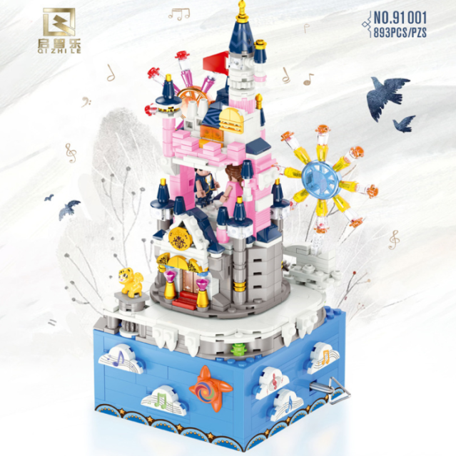 QiZhiLe 91001 Birthday Gift Music Rotating Music Box Light Music Box From China