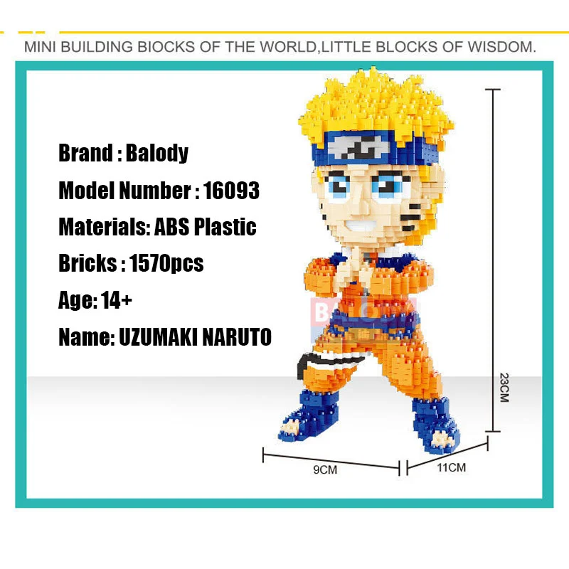 Balody 16093/16094 Hatake Kakashi UZUMAKI NARUTO Cartoon Model Sets Building Blocks 1670pcs/1570pcs Toys （no tax)