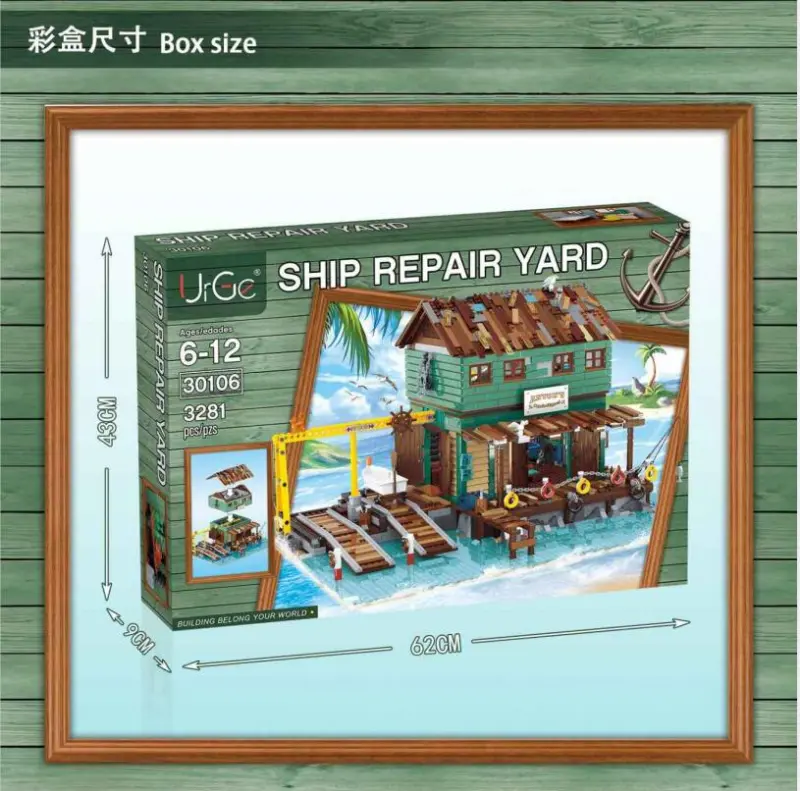 Urge 30106 Creator Series Fisherman's Cabin at Shipyard Pier Building Block 3281pcs Bricks Toy from China