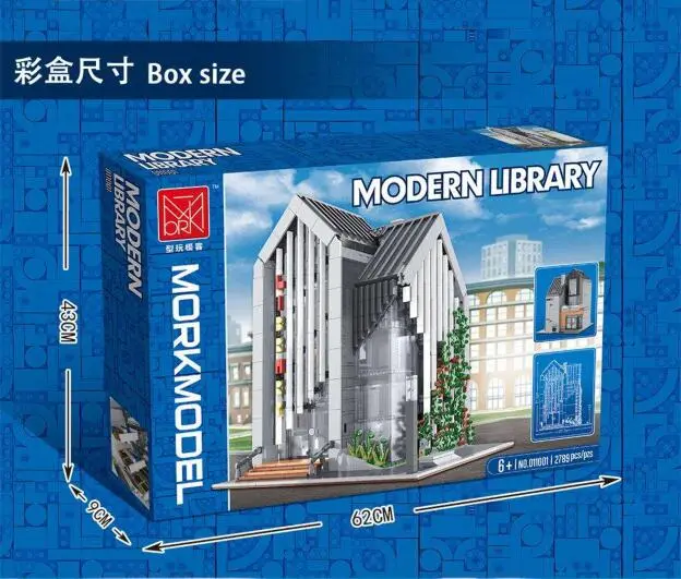 Mork 011001 City Street View Series Modern Library Building Block 2789pcs Bricks Toy From China