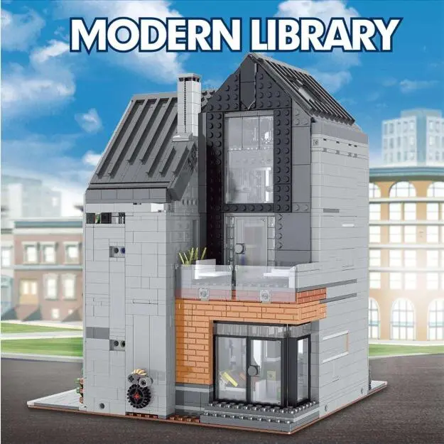 Mork 011001 City Street View Series Modern Library Building Block 2789pcs Bricks Toy From China