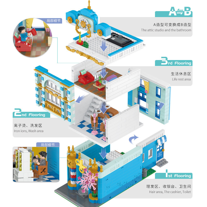 YC-20005 City Street Vitage Mode building blocks 1748pcs bricks Toys For Gift ship from China