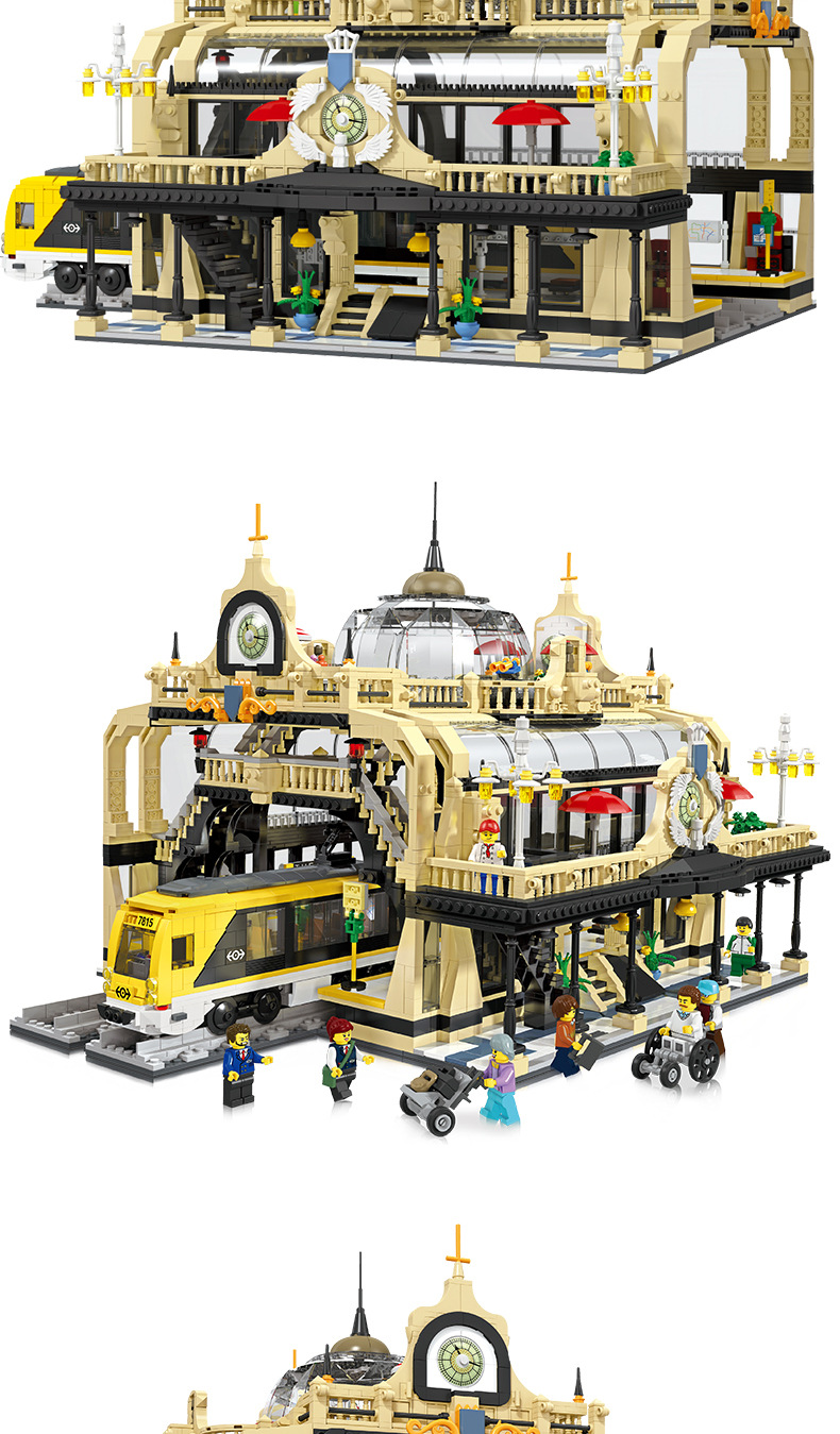 JIESTAR 89104 City Street European Railway Station building blocks
