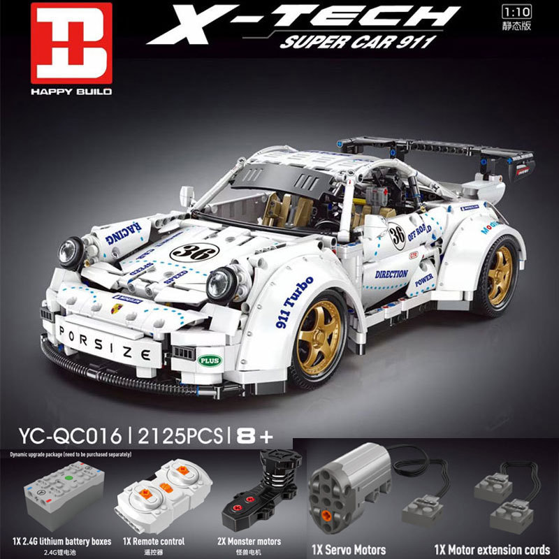 YC-QC016 Technic ‘Porsche’ 911 Widebody building blocks 2525pcs bricks Toys For Gift ship from China(no tax )
