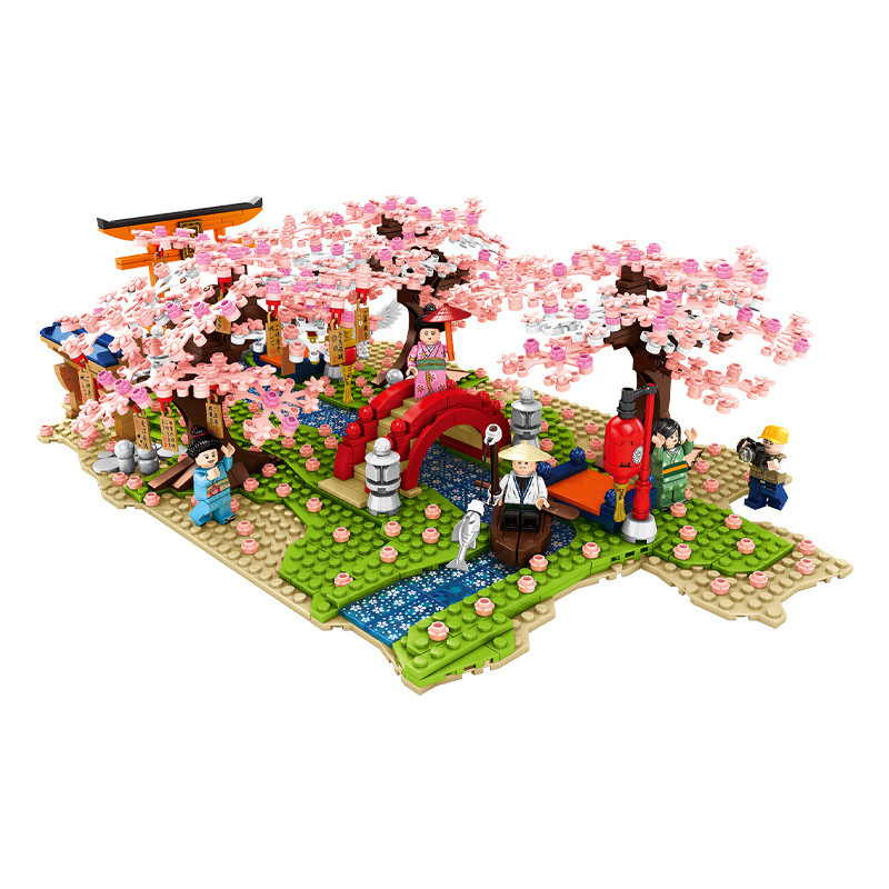 SEMBO 601147 Idea Japanese style cherry blossom scene building blocks 1400pcs bricks from China