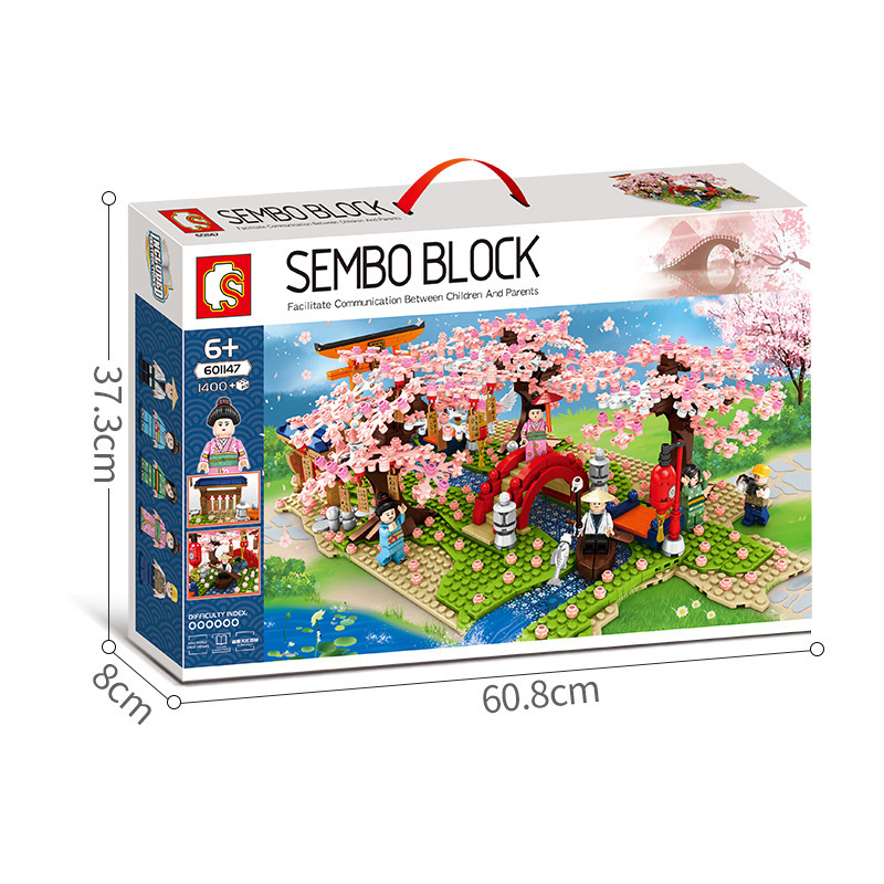 SEMBO 601147 Idea Japanese style cherry blossom scene building blocks 1400pcs bricks from China