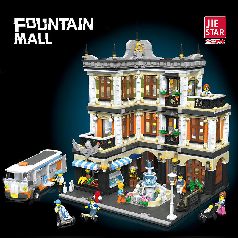 JIESTAR 89113 City Street The Fountain Square building blocks 3420pcs bricks Toys For Gift 10194 ship from China