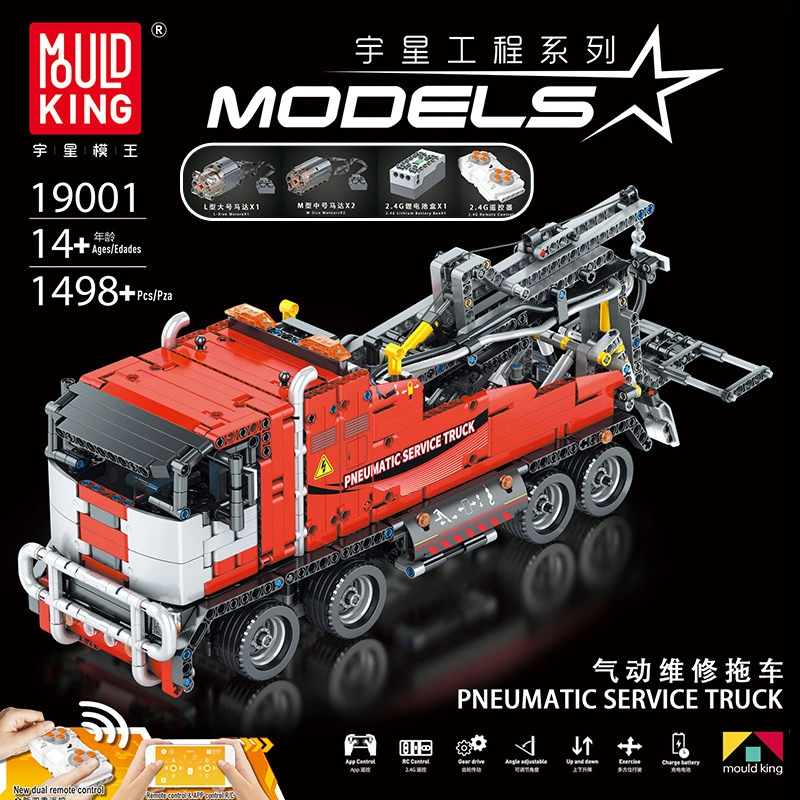 Mould King 19001 Technic Pneumatic service truck building blocks 1498pcs bricks Toys For Gift ship from China