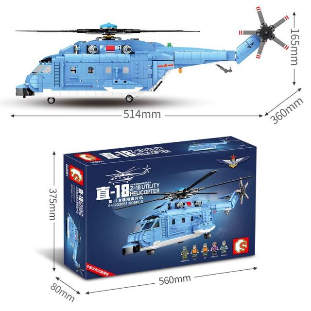 SEMBO 202051 Military series Zhi-18 utility helicopter building blocks 908pcs Toys For Gift from China