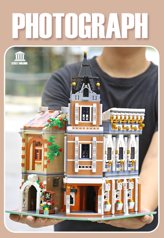 MouldKing 16026 Creator Series Afternoon Tea Restaurant Building Blocks 3039pcs Bricks Toys For Gift [with Light]