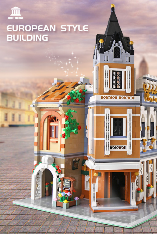 MouldKing 16026 Creator Series Afternoon Tea Restaurant Building Blocks 3039pcs Bricks Toys For Gift [with Light]