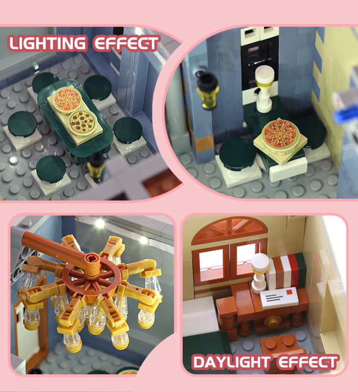 MouldKing 16026 Creator Series Afternoon Tea Restaurant Building Blocks 3039pcs Bricks Toys For Gift [with Light]