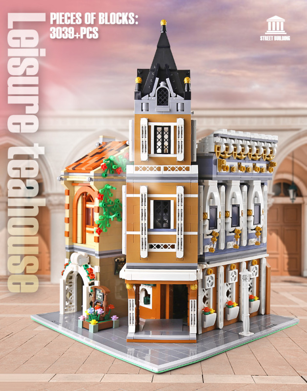 MouldKing 16026 Creator Series Afternoon Tea Restaurant Building Blocks 3039pcs Bricks Toys For Gift [with Light]