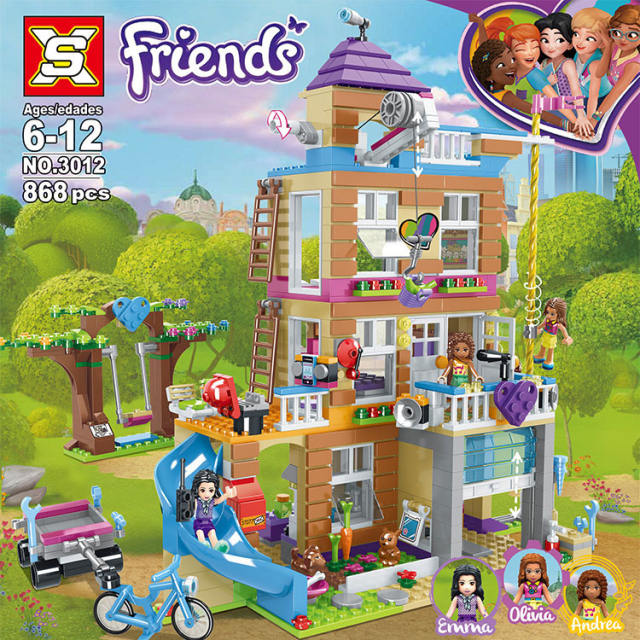 SX3012 Friendship Room Girl Puzzle Assembled Building Block Model Friendship House Toy 868pcs