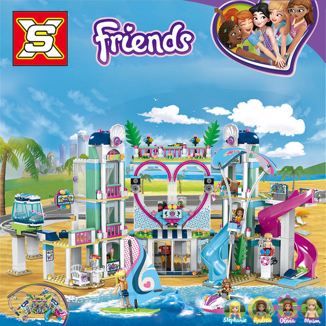 【Clearance Stock】SX3018 Good Friends Series Heart Lake City Resort Paradise Assembled Building Blocks Children Toys 1039pcs