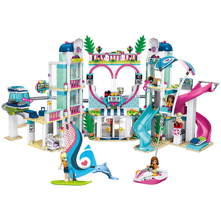 【Clearance Stock】SX3018 Good Friends Series Heart Lake City Resort Paradise Assembled Building Blocks Children Toys 1039pcs