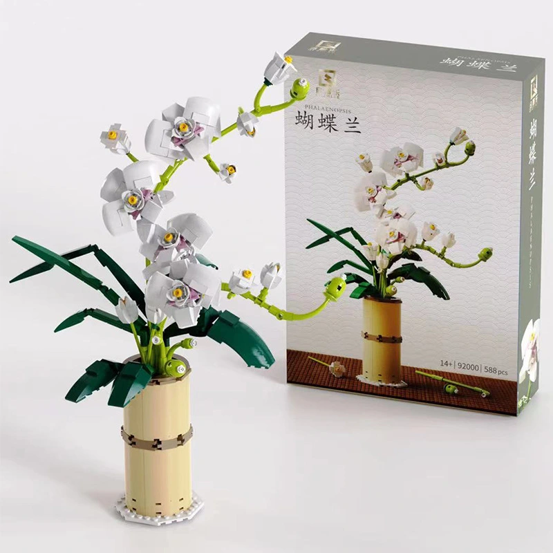 QIZHILE 92000 Idea Phalaenopsis Preserved Flower Building Blocks Bouquet Scene Assembling Toy Ship From China