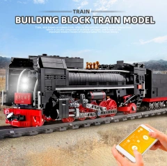 MouldKing 12003 Technic Railway Series QJ Steam Locomotives Gondola Assembly Building Block 1552pcs Bricks Toy Gift Model Set From China