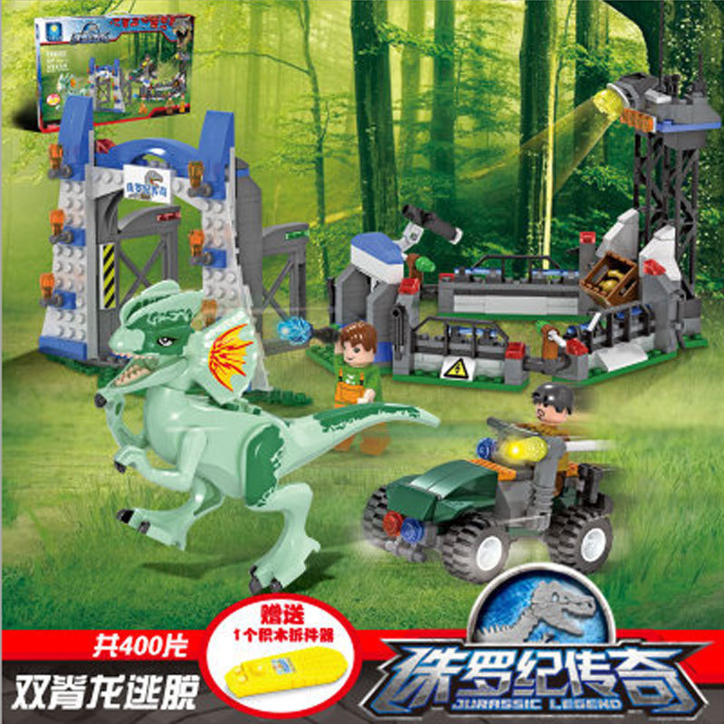 【Clearance Stock】TS8002 Jurassic World Series Dilophosaurus Succeed in Escaping Building Blocks 400pcs Bricks Toys Ship From China