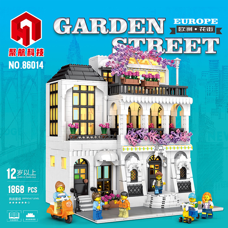 JUHANG 86014 City Street  Europe Garden Street Light version Building Blocks 1868pcs Toys For Gift from China