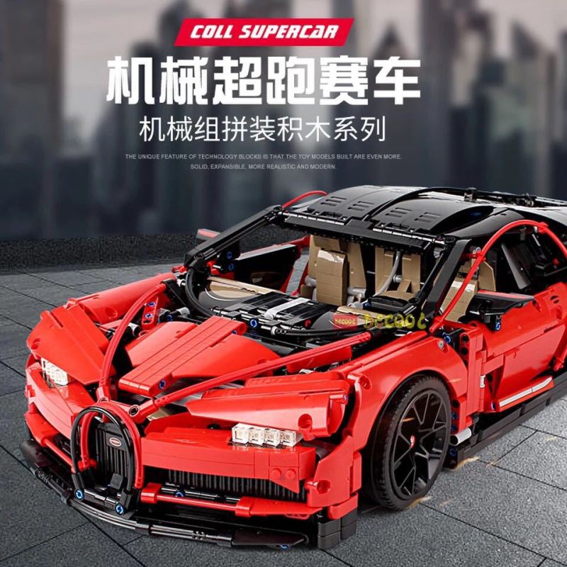 DECOOL 3388A Technic Red Bugatti Chiron 1:8 Supercar model Building Blocks 3636pcs Ship From China