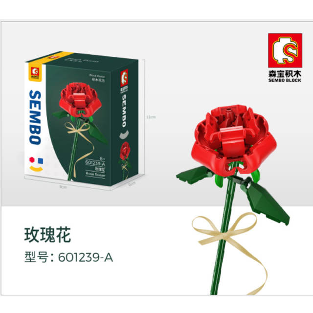 SEMBO 601239 Block Florist Series Rose Flower Building Blocks Bricks Toys Model From China