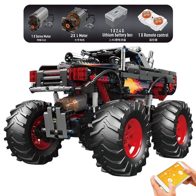 MOULDKING 18008 Technic Flame 'Monster' off-road climbing car remote control APP Building Block Toy model889pcs