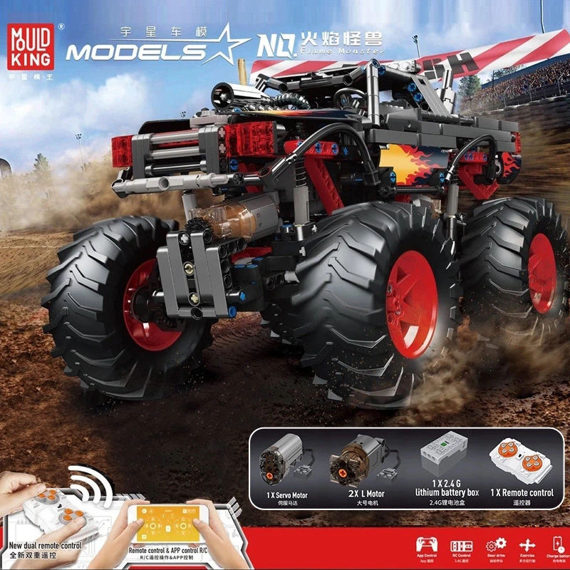 MOULDKING 18008 Technic Flame 'Monster' off-road climbing car remote control APP Building Block Toy model889pcs