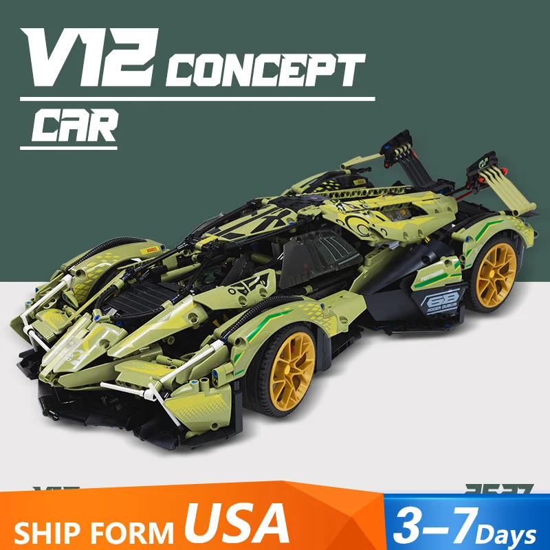 MOYU BLOCK MY88001 High-Tech Lambo V12 Vision 2527Pcs Bricks Building Block Toy Ship From USA 3-7 Days Delivery