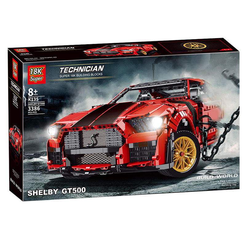 Super18K K135 Technic SHELBY GT500 Mustang 1:8 Model Building Blocks Sports Car Model 3386pcs From China