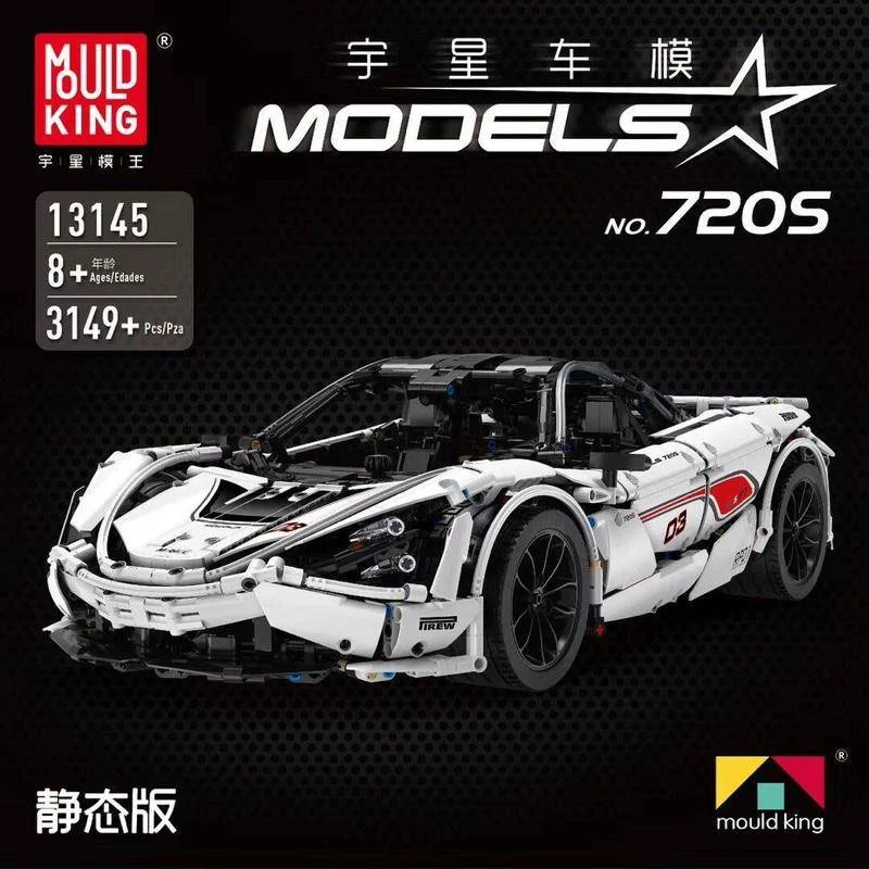 【Clearance Stock】Mould King 13145 Technic Series McLaren 720S 1:8 Model White Color Building Blocks 3176pcs Bricks Ship From China MOC-46762