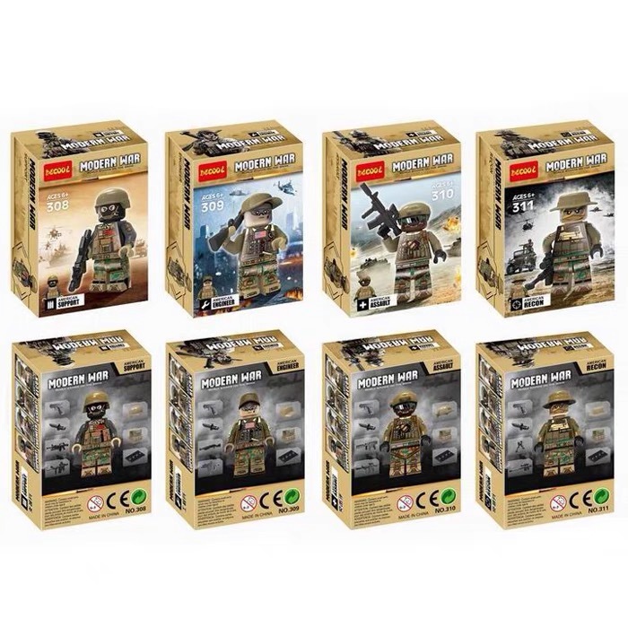 【Clearance Stock】Decool  308-311 SWAT Minifigure Building Blocks 4pcs/lot