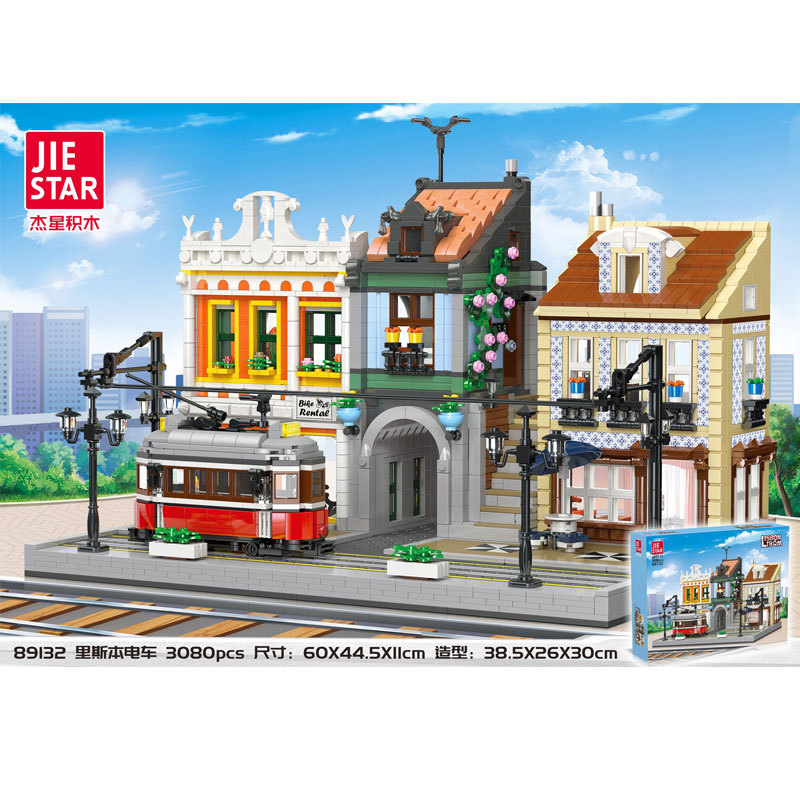 JIESTAR 89132 Expert Series Lisbon Tram Station Platform Building Blocks 3080pcs Bricks Model Ship From China